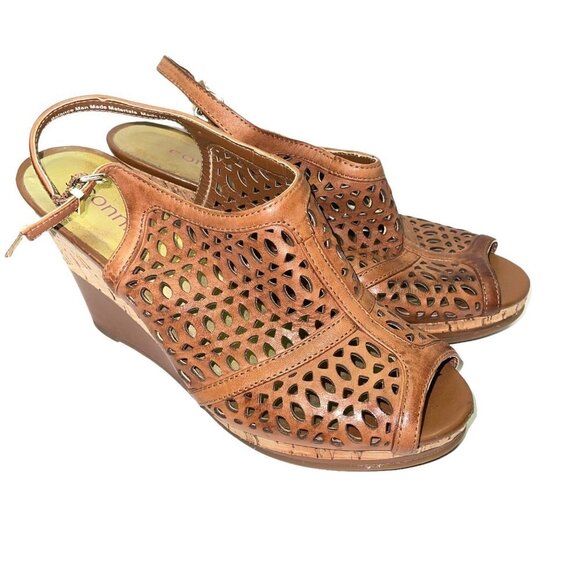 Connie Nakita Cork Wedge Size 9.5 Women's Sandal Shoe Tan Brown - Picture 1 of 8